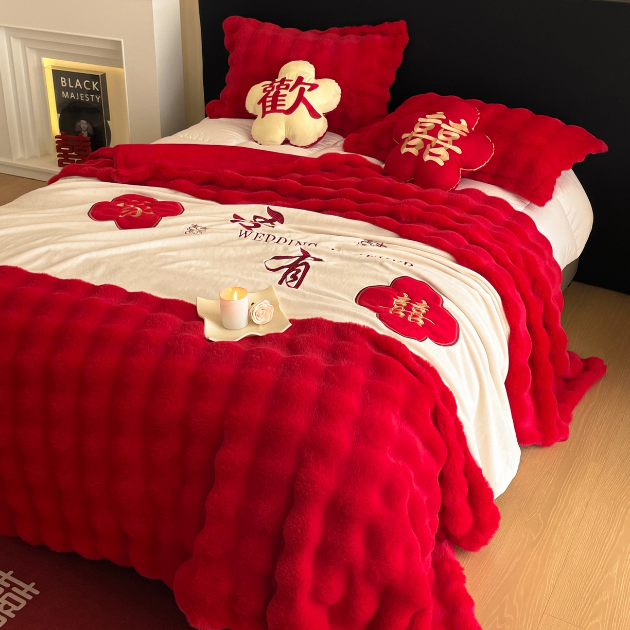 91家纺网 家纺一手货源 找家纺 （总）玉雅家纺 2025新款兔毛绒多功能毛毯被套两用豆豆被被子被芯