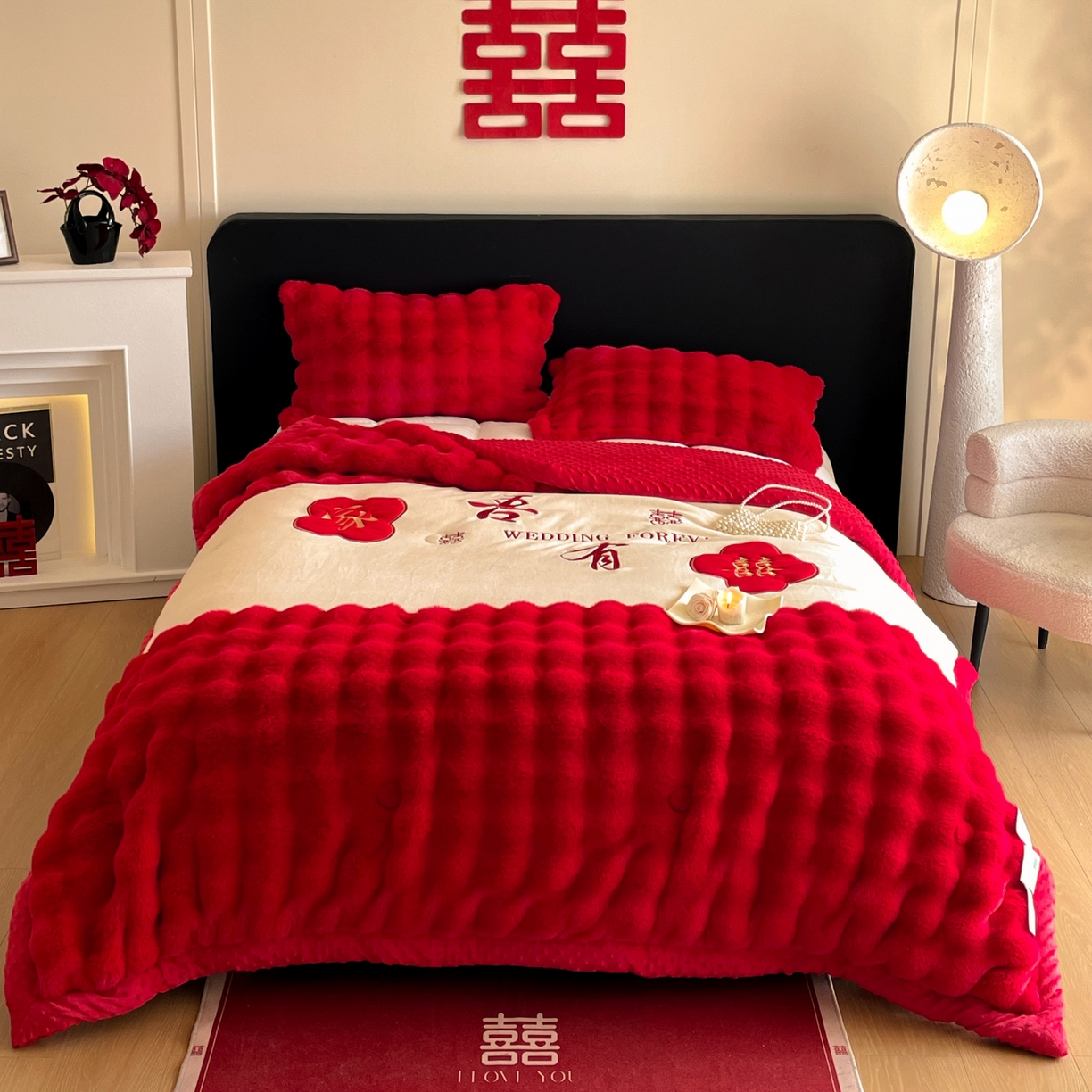 91家纺网 家纺一手货源 找家纺 （总）玉雅家纺 2025新款兔毛绒多功能毛毯被套两用豆豆被被子被芯