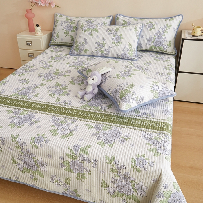 91家纺网 家纺一手货源 找家纺 （总）金艾草 2025新款A版全棉印花B版加厚牛奶绒单件棉加绒床盖三件套榻榻米垫