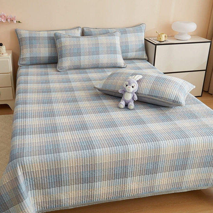 91家纺网 家纺一手货源 找家纺 金艾草 2025新款A版全棉印花B版加厚牛奶绒单件棉加绒床盖三件套榻榻米垫 苏轮-绒