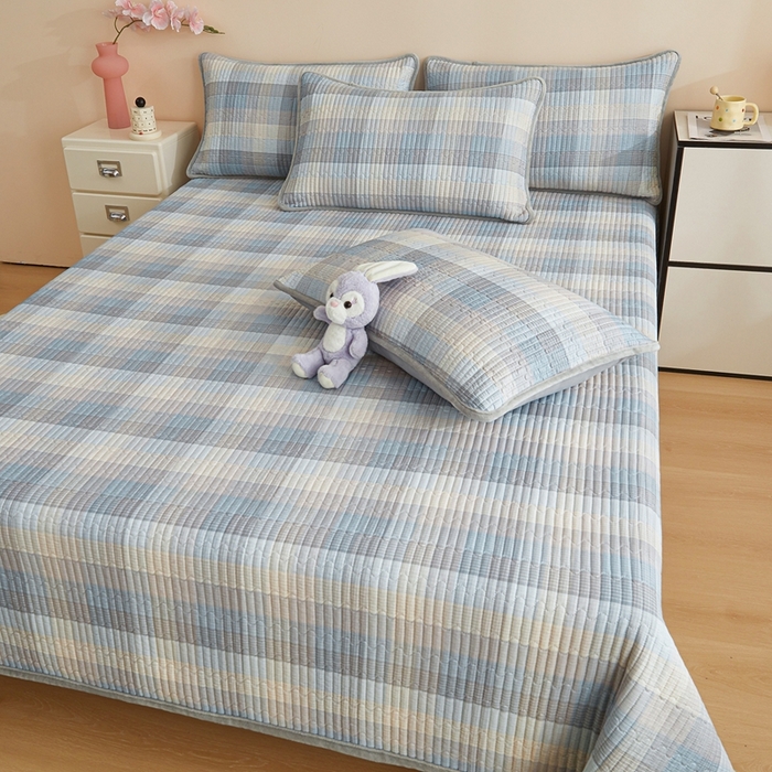 91家纺网 家纺一手货源 找家纺 金艾草 2025新款A版全棉印花B版加厚牛奶绒单件棉加绒床盖三件套榻榻米垫 苏轮-绒