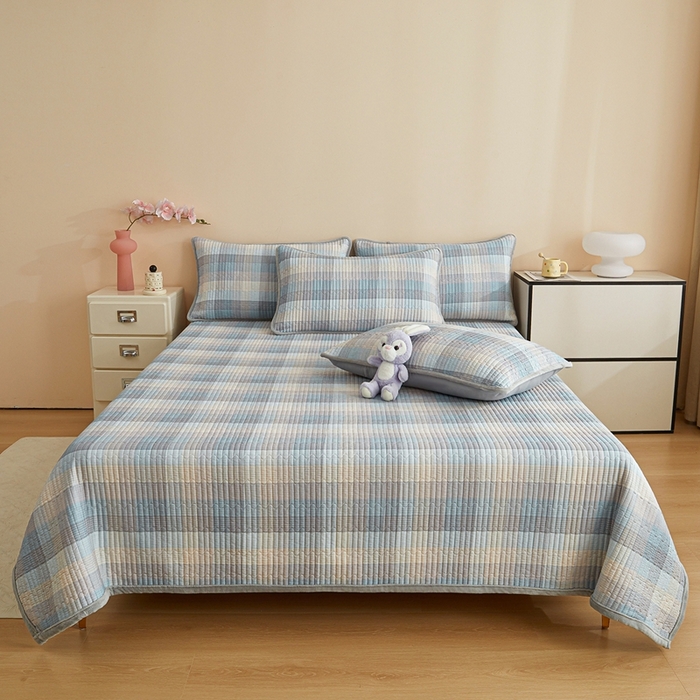 91家纺网 家纺一手货源 找家纺 金艾草 2025新款A版全棉印花B版加厚牛奶绒单件棉加绒床盖三件套榻榻米垫 苏轮-绒