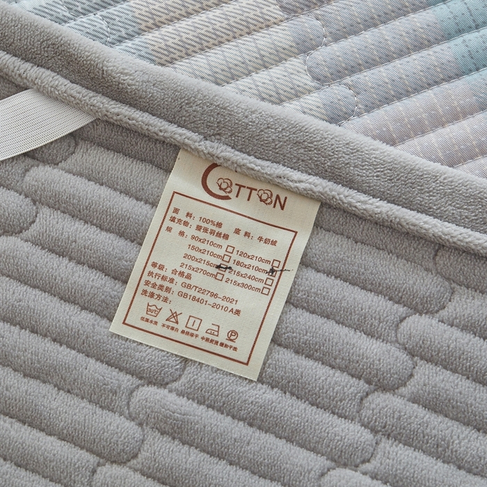 91家纺网 家纺一手货源 找家纺 金艾草 2025新款A版全棉印花B版加厚牛奶绒单件棉加绒床盖三件套榻榻米垫 苏轮-绒