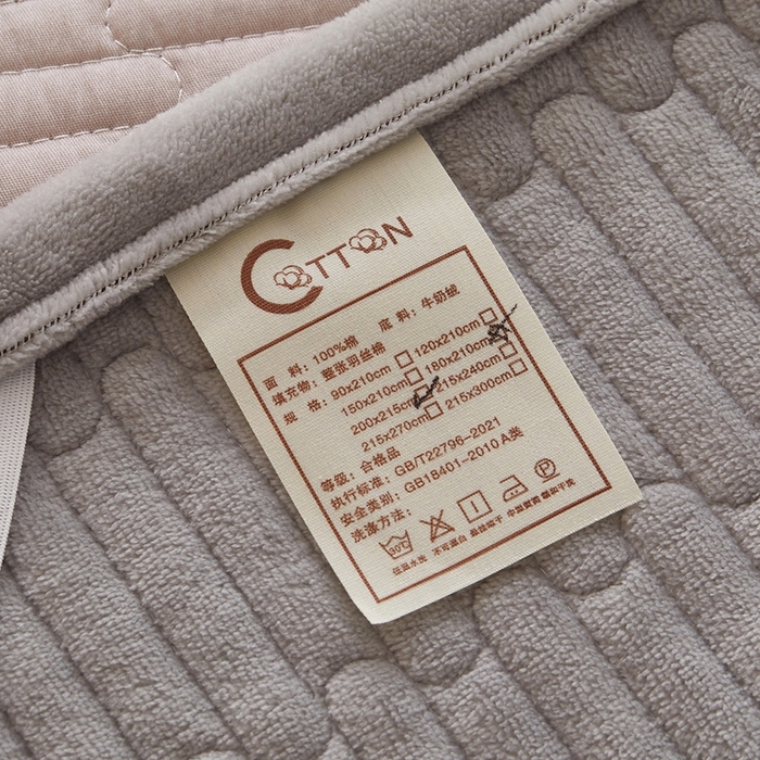 91家纺网 家纺一手货源 找家纺 金艾草 2025新款A版全棉印花B版加厚牛奶绒单件棉加绒床盖三件套榻榻米垫 拉布布-灰