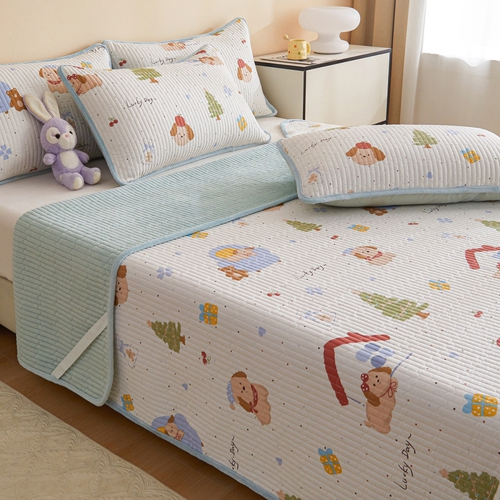 91家纺网 家纺一手货源 找家纺 金艾草 2025新款A版全棉印花B版加厚牛奶绒单件棉加绒床盖三件套榻榻米垫 浪漫小屋