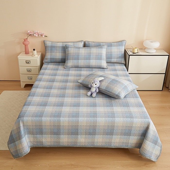 91家纺网 家纺一手货源 找家纺 金艾草 2025新款A版全棉印花B版加厚牛奶绒单件棉加绒床盖三件套榻榻米垫 苏轮-绒