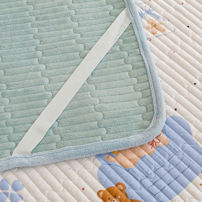 91家纺网 家纺一手货源 找家纺 金艾草 2025新款A版全棉印花B版加厚牛奶绒单件棉加绒床盖三件套榻榻米垫 浪漫小屋