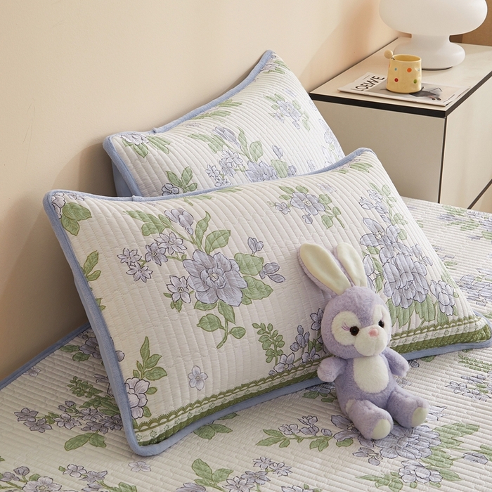 91家纺网 家纺一手货源 找家纺 金艾草 2025新款A版全棉印花B版加厚牛奶绒单件棉加绒床盖三件套榻榻米垫 风之恋