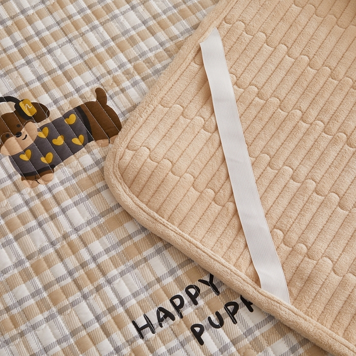 91家纺网 家纺一手货源 找家纺 金艾草 2025新款A版全棉印花B版加厚牛奶绒单件棉加绒床盖三件套榻榻米垫 酷比狗