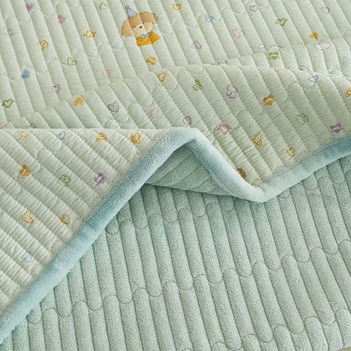 91家纺网 家纺一手货源 找家纺 金艾草 2025新款A版全棉印花B版加厚牛奶绒单件棉加绒床盖三件套榻榻米垫 星辰-蓝色