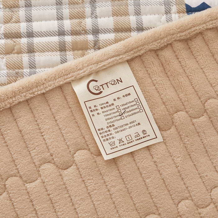 91家纺网 家纺一手货源 找家纺 金艾草 2025新款A版全棉印花B版加厚牛奶绒单件棉加绒床盖三件套榻榻米垫 酷比狗