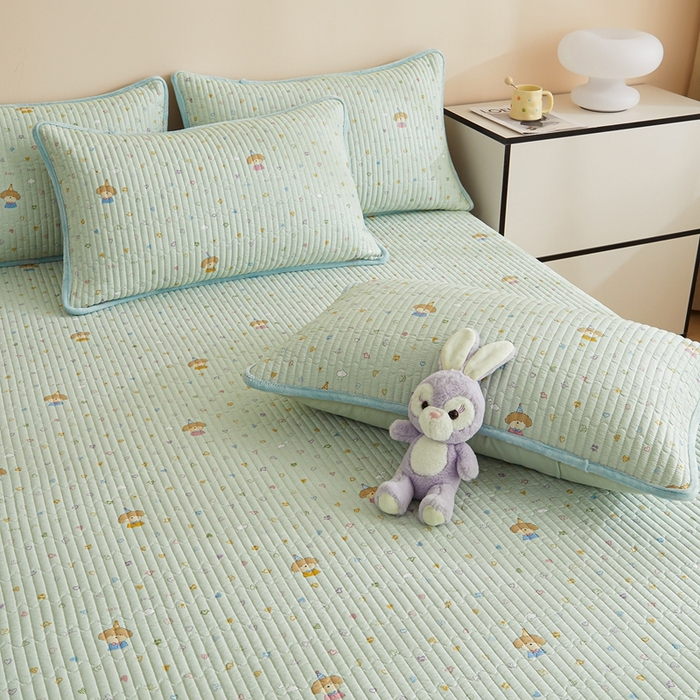 91家纺网 家纺一手货源 找家纺 金艾草 2025新款A版全棉印花B版加厚牛奶绒单件棉加绒床盖三件套榻榻米垫 星辰-蓝色