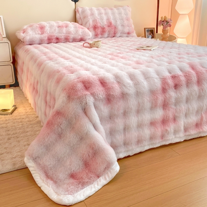 91家纺网 家纺一手货源 找家纺 （总）麒东家纺 2025新款泡泡绒兔毛绒床单