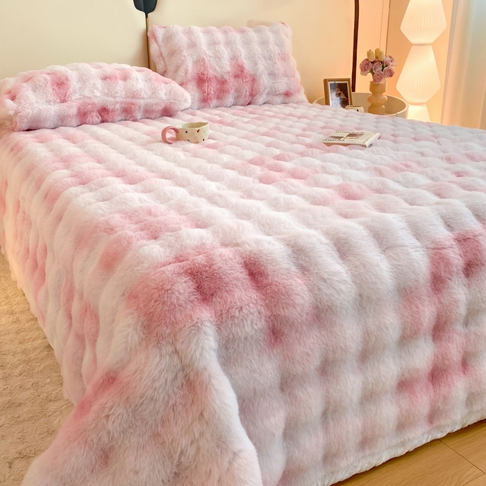 91家纺网 家纺一手货源 找家纺 （总）麒东家纺 2025新款泡泡绒兔毛绒床单