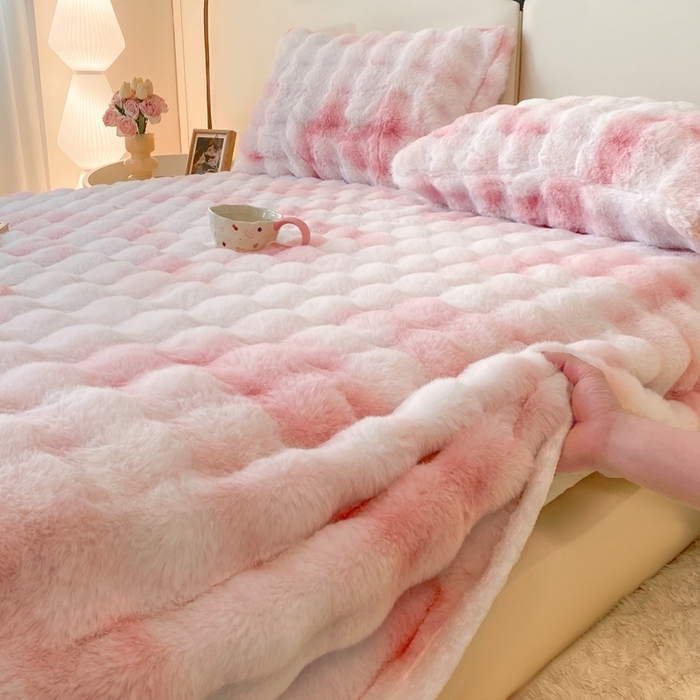 91家纺网 家纺一手货源 找家纺 （总）麒东家纺 2025新款泡泡绒兔毛绒床单