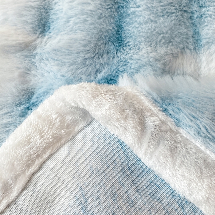 91家纺网 家纺一手货源 找家纺 麒东家纺 2025新款泡泡绒兔毛绒床单 流彩蓝