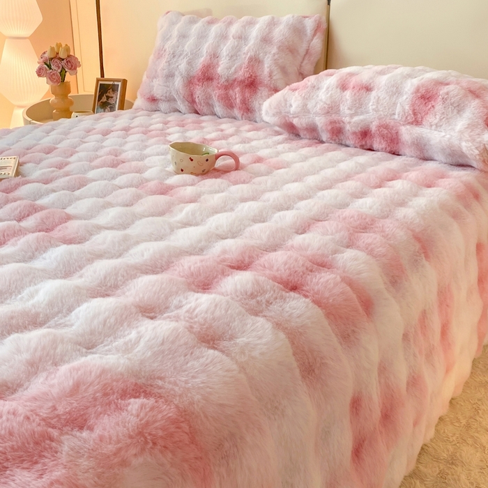 91家纺网 家纺一手货源 找家纺 （总）麒东家纺 2025新款泡泡绒兔毛绒床单