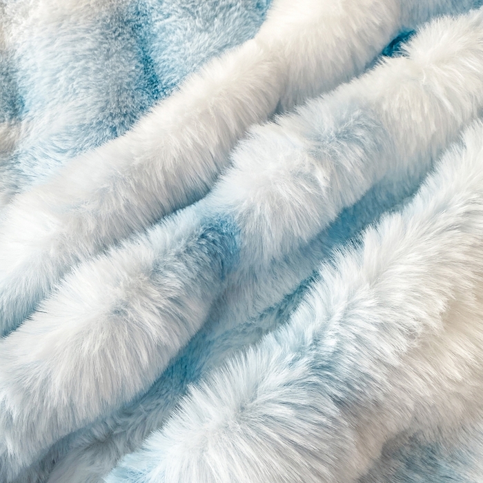 91家纺网 家纺一手货源 找家纺 麒东家纺 2025新款泡泡绒兔毛绒床单 流彩蓝