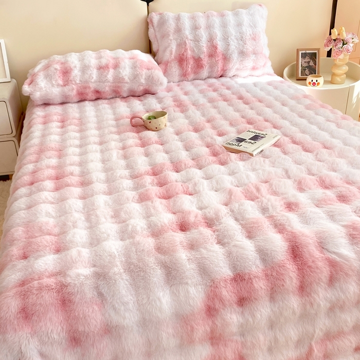 91家纺网 家纺一手货源 找家纺 （总）麒东家纺 2025新款泡泡绒兔毛绒床单