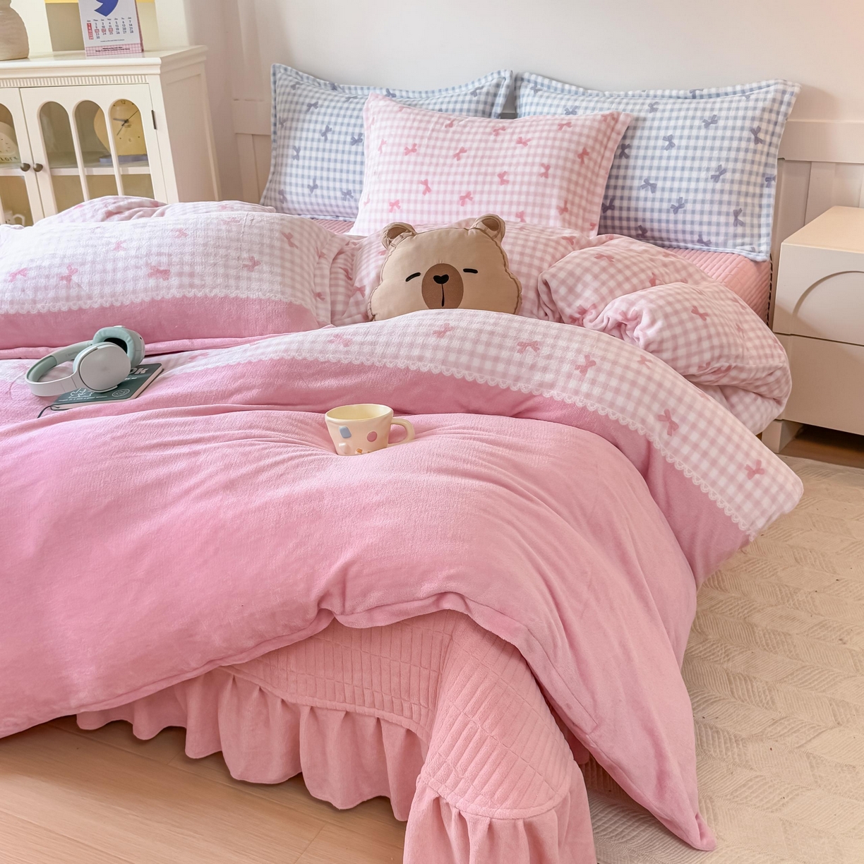 91家纺网 家纺一手货源 找家纺 （总）明玉家纺馆  2025秋冬新款高克重牛奶绒床盖四件套