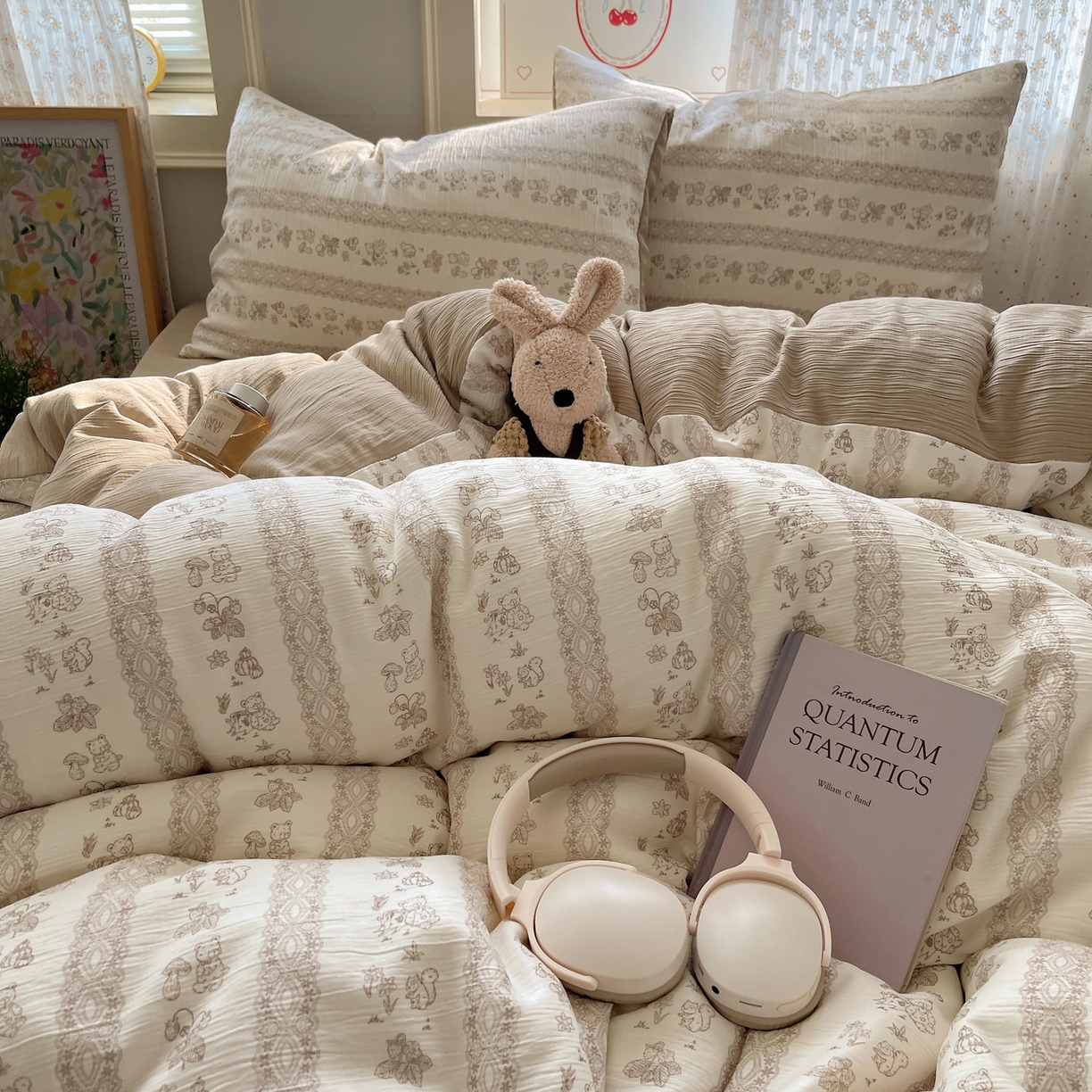 91家纺网 家纺一手货源 找家纺 星禾优选 2025新款甄选三层纱印花四件套 蕾丝熊