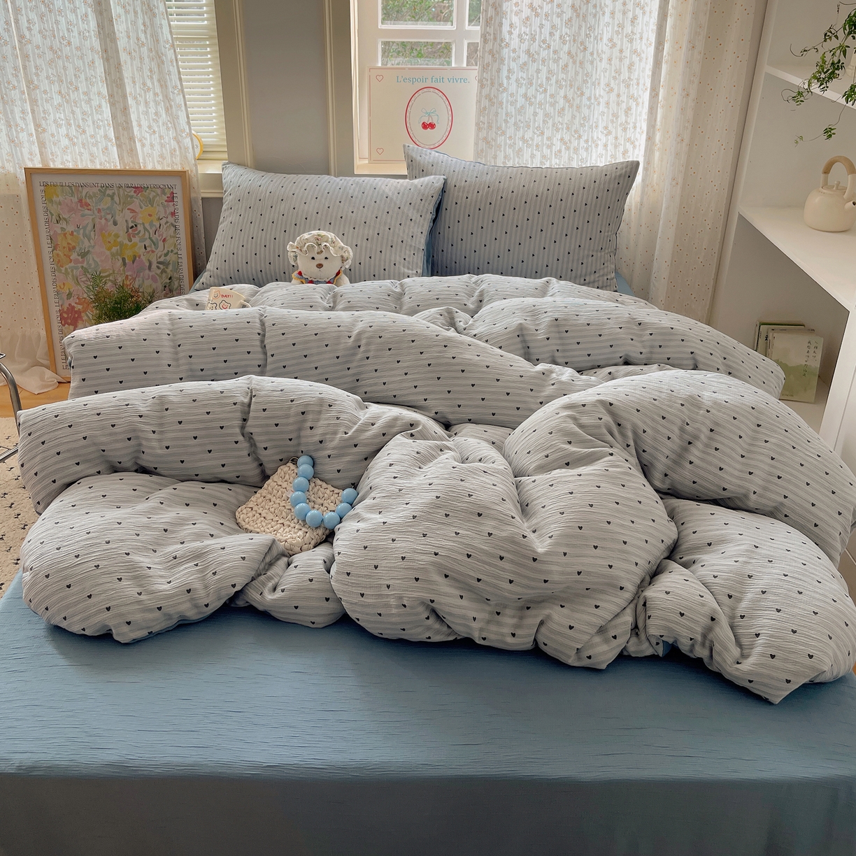 91家纺网 家纺一手货源 找家纺 星禾优选 2025新款甄选三层纱印花四件套 雨爱