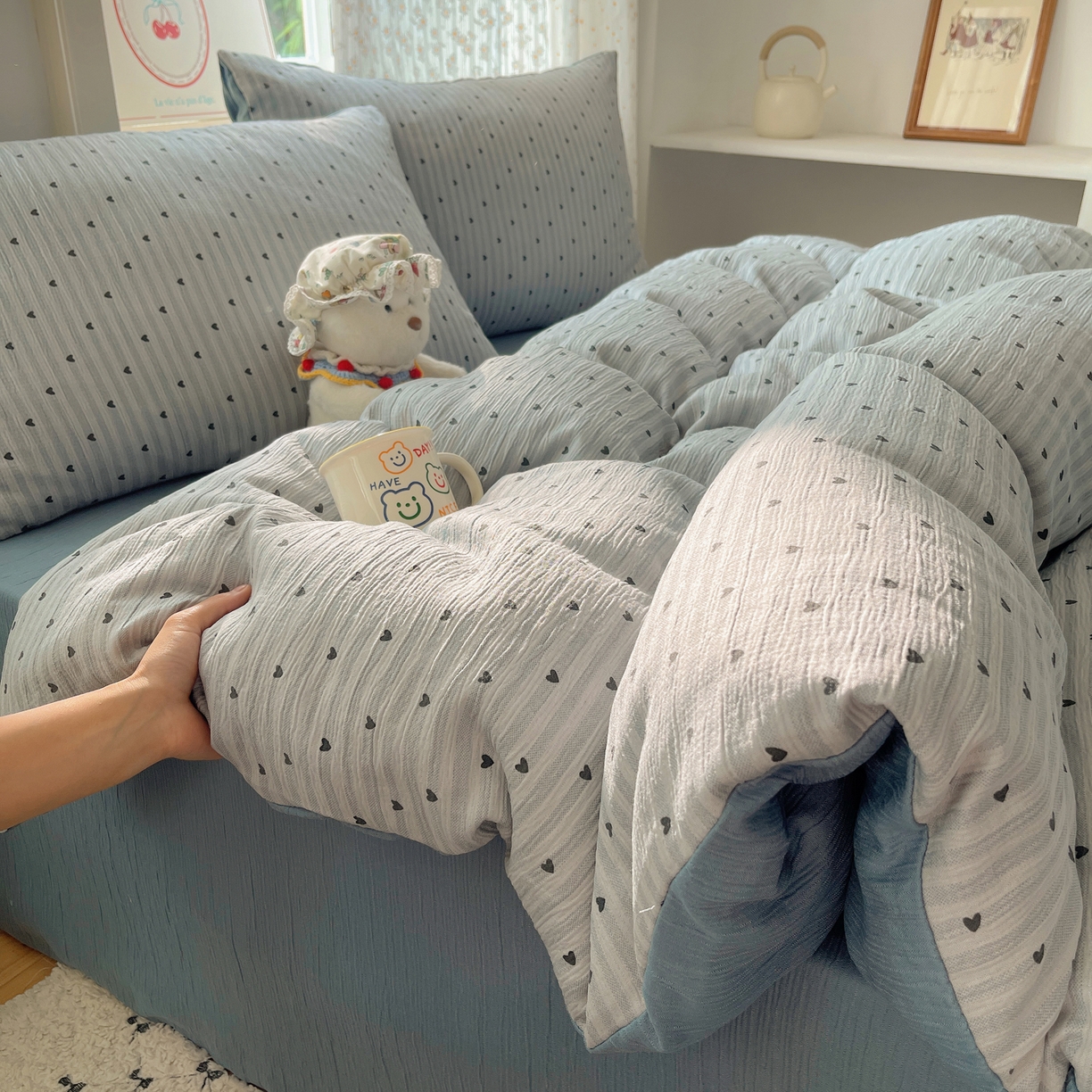 91家纺网 家纺一手货源 找家纺 星禾优选 2025新款甄选三层纱印花四件套 雨爱