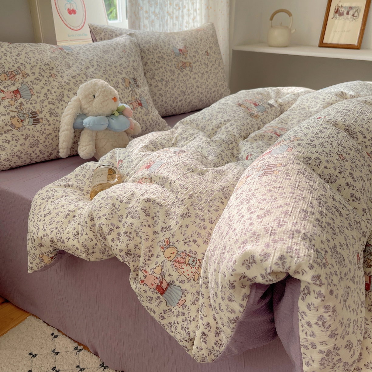 91家纺网 家纺一手货源 找家纺 星禾优选 2025新款甄选三层纱印花四件套 圆舞曲