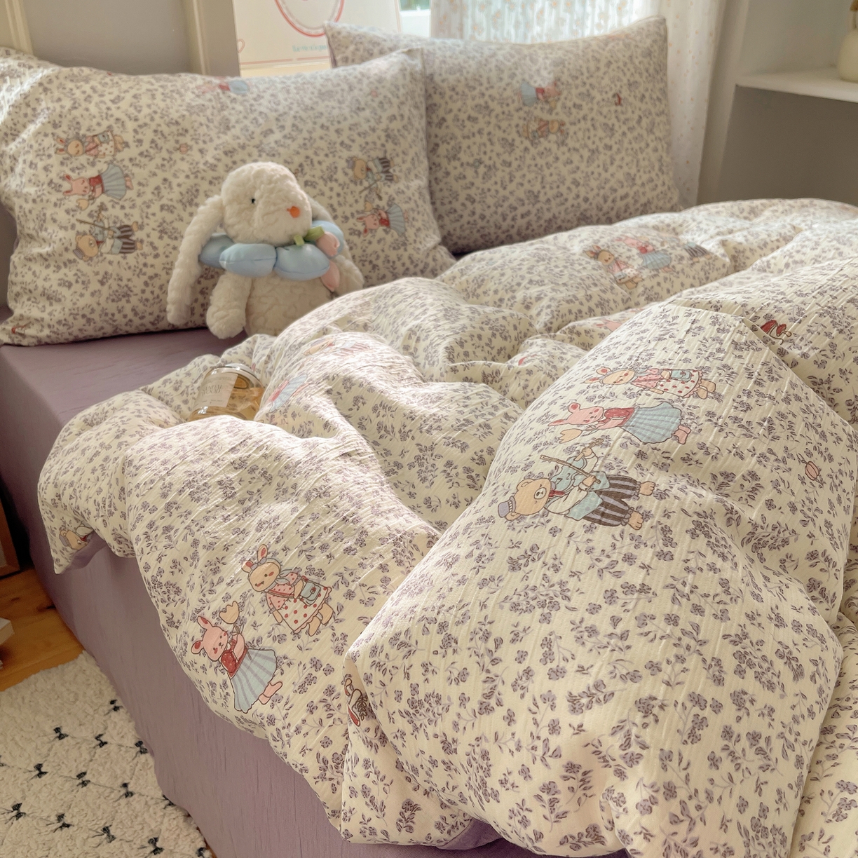 91家纺网 家纺一手货源 找家纺 星禾优选 2025新款甄选三层纱印花四件套 圆舞曲