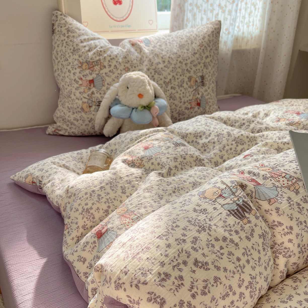 91家纺网 家纺一手货源 找家纺 星禾优选 2025新款甄选三层纱印花四件套 圆舞曲