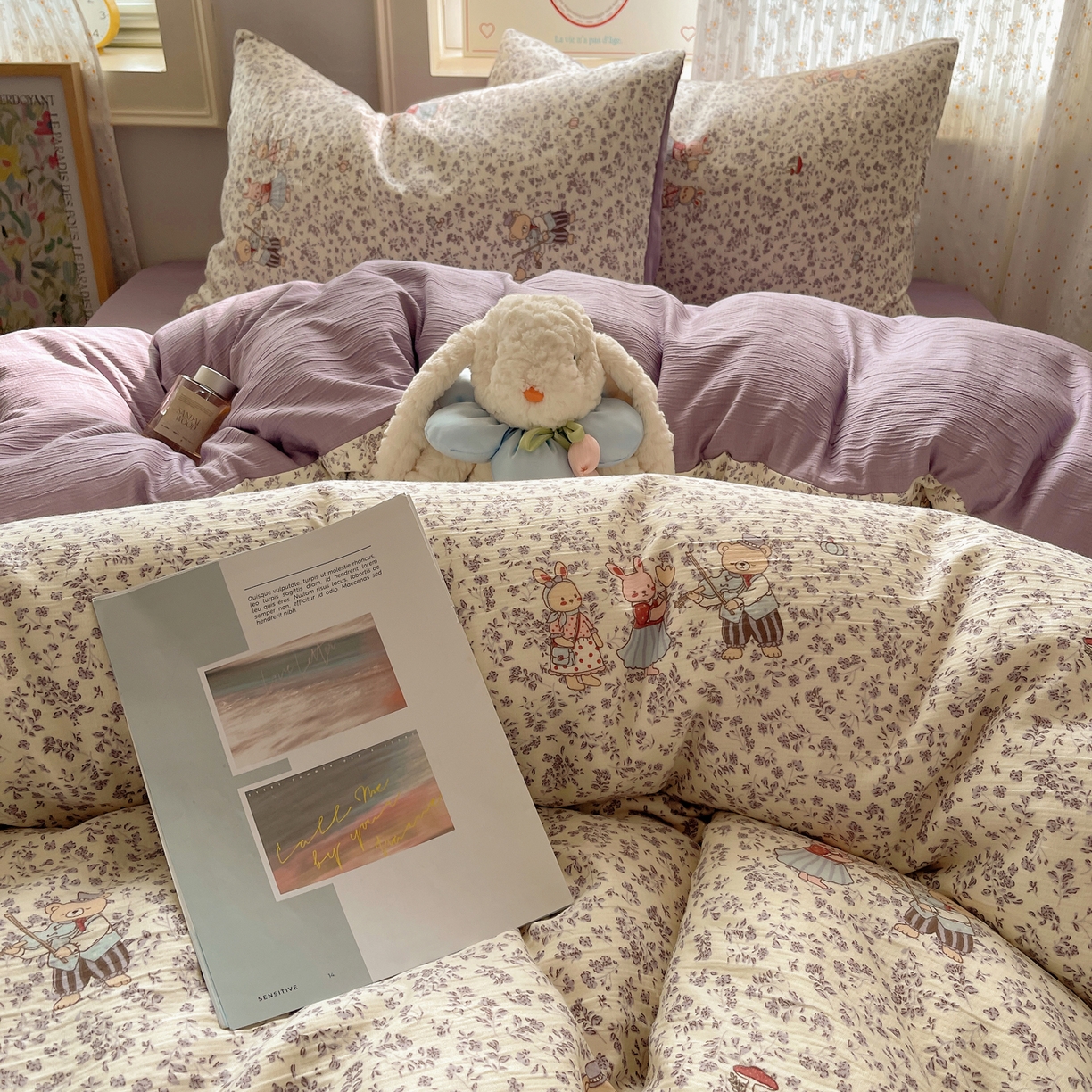 91家纺网 家纺一手货源 找家纺 星禾优选 2025新款甄选三层纱印花四件套 圆舞曲