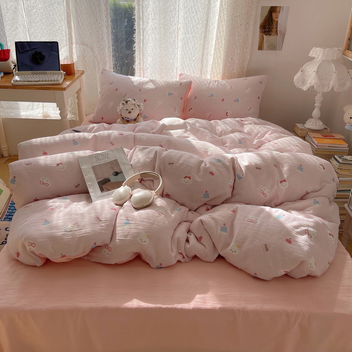 91家纺网 家纺一手货源 找家纺 星禾优选 2025新款甄选三层纱印花四件套 芭乐米菲