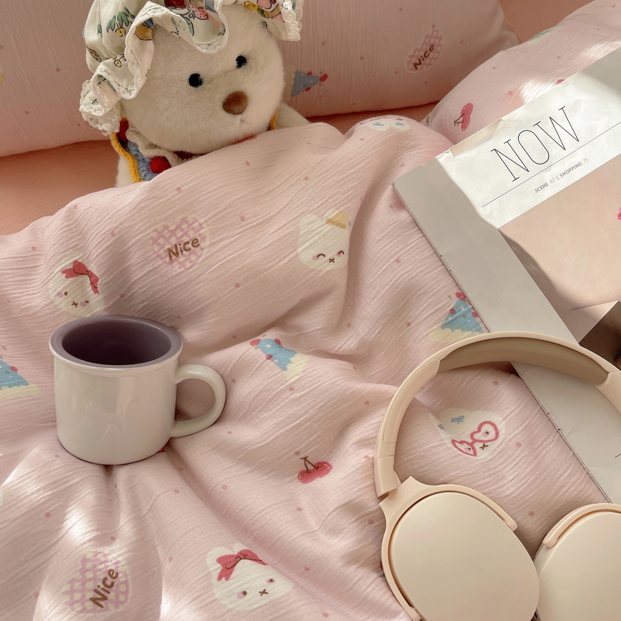 91家纺网 家纺一手货源 找家纺 星禾优选 2025新款甄选三层纱印花四件套 芭乐米菲