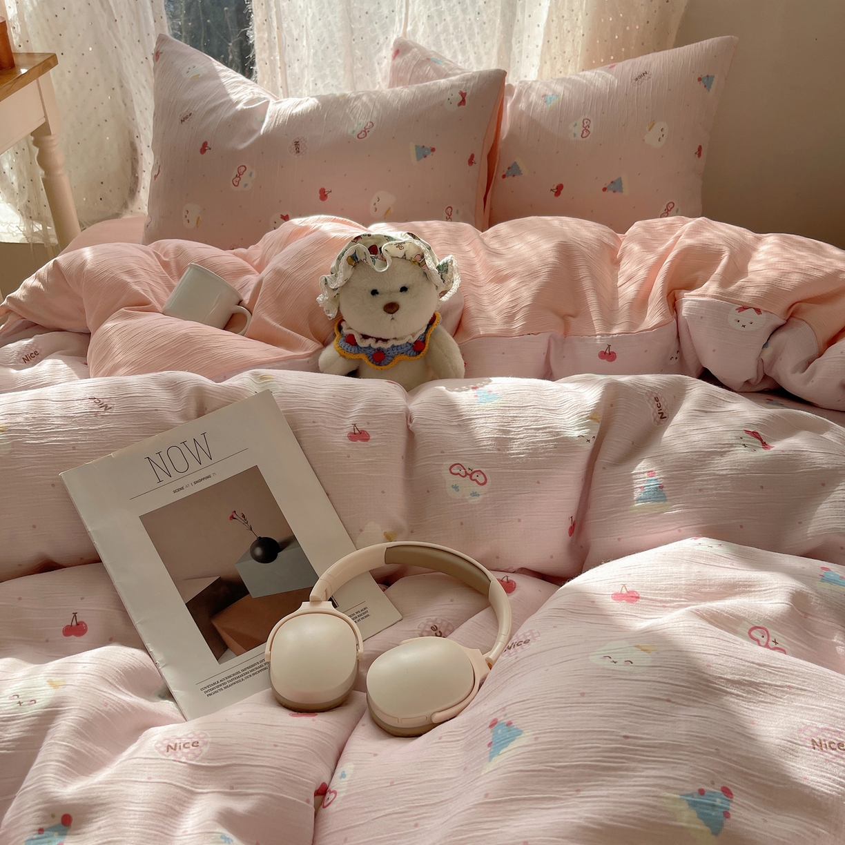 91家纺网 家纺一手货源 找家纺 星禾优选 2025新款甄选三层纱印花四件套 芭乐米菲