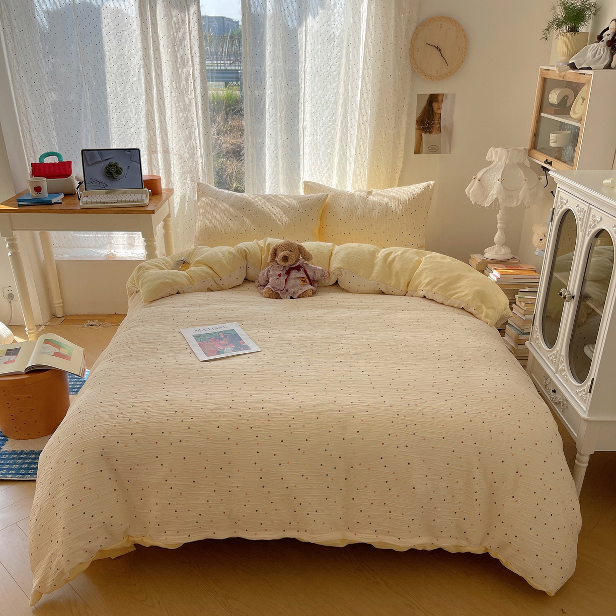 91家纺网 家纺一手货源 找家纺 星禾优选 2025新款甄选三层纱印花四件套 彩波波