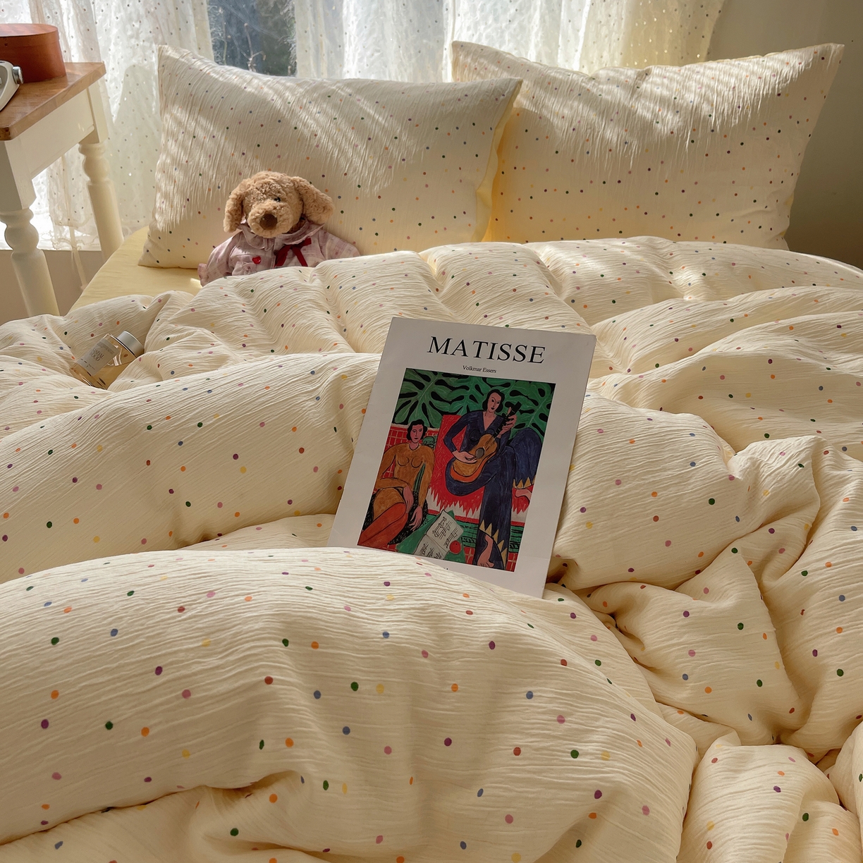 91家纺网 家纺一手货源 找家纺 星禾优选 2025新款甄选三层纱印花四件套 彩波波