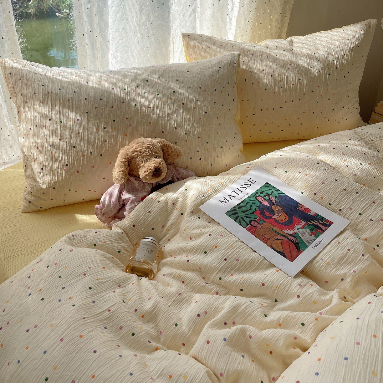 91家纺网 家纺一手货源 找家纺 星禾优选 2025新款甄选三层纱印花四件套 彩波波