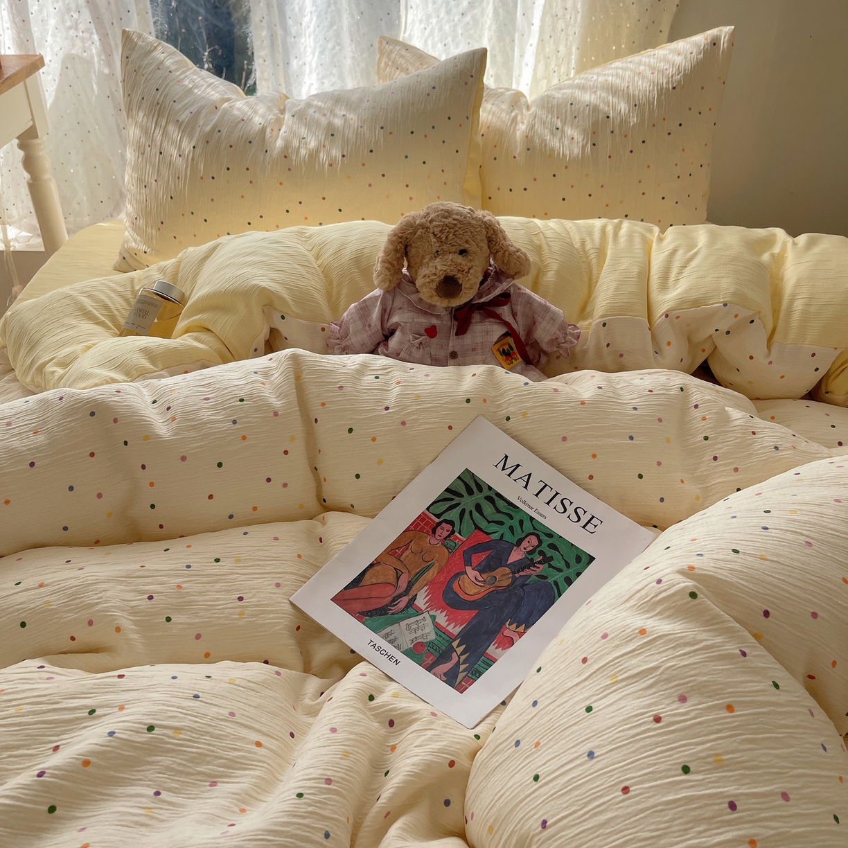 91家纺网 家纺一手货源 找家纺 星禾优选 2025新款甄选三层纱印花四件套 彩波波