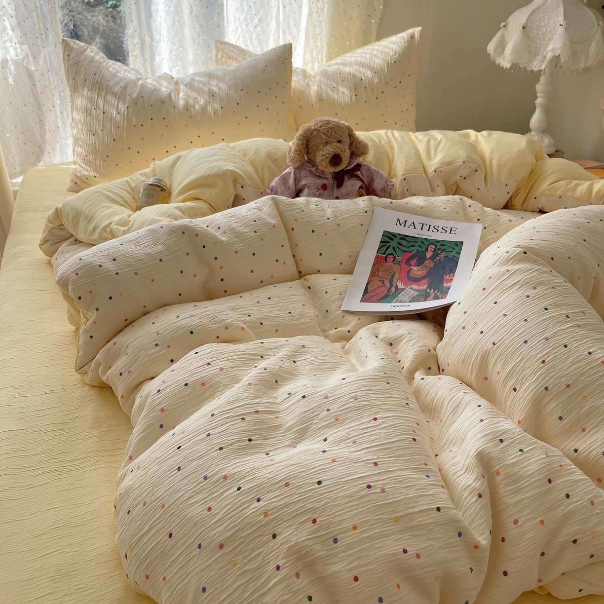 91家纺网 家纺一手货源 找家纺 星禾优选 2025新款甄选三层纱印花四件套 彩波波