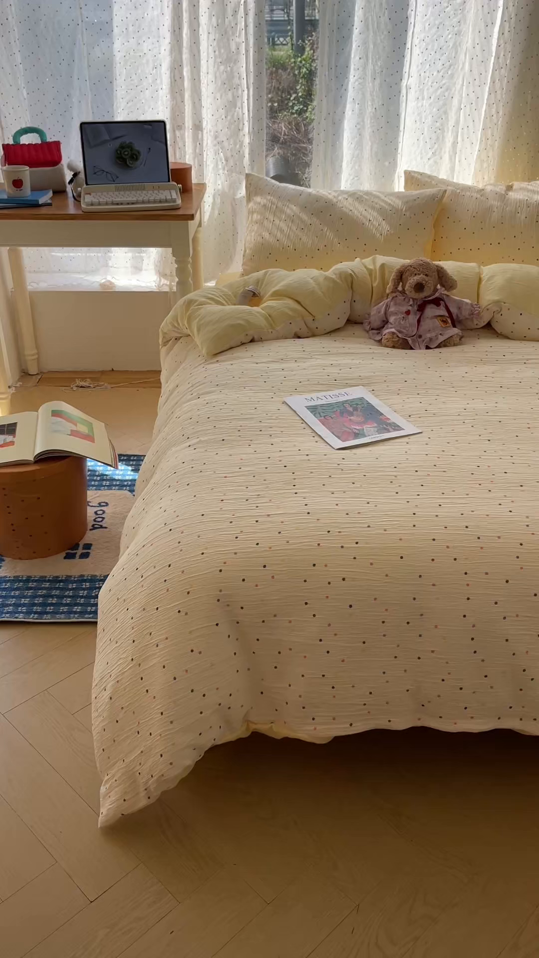 91家纺网 家纺一手货源 找家纺 星禾优选 2025新款甄选三层纱印花四件套 彩波波