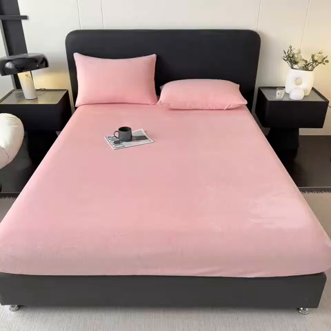 91家纺网 家纺一手货源 找家纺 N先生+V 13814689556 发大图/买家秀 2025新款A类高克重牛奶绒纯色床笠单品床笠床笠单件 玫瑰粉