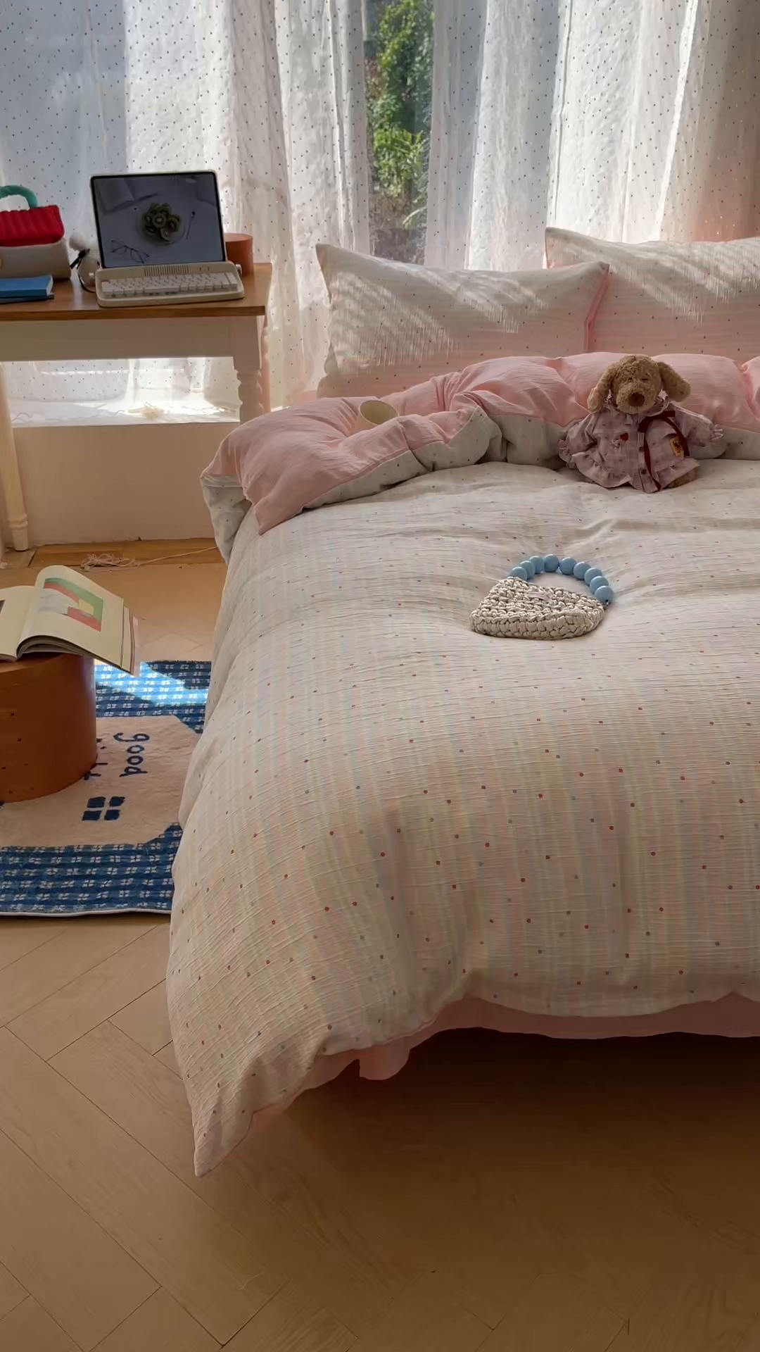 91家纺网 家纺一手货源 找家纺 星禾优选 2025新款甄选三层纱印花四件套 彩虹世界