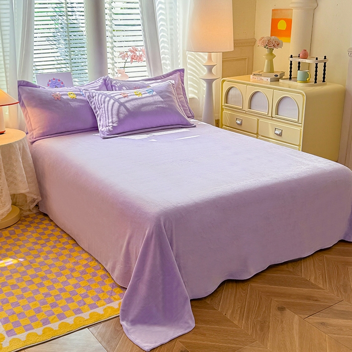 雨菲家纺 2025新款牛奶绒单品床单床单单品 牛奶绒小精灵紫