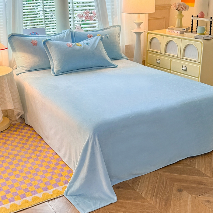 雨菲家纺 2025新款牛奶绒单品床单床单单品 牛奶绒小精灵蓝