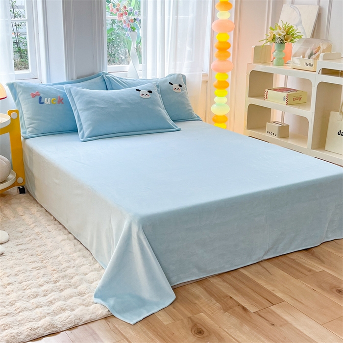 雨菲家纺 2025新款牛奶绒单品床单床单单品 牛奶绒调皮狗蓝