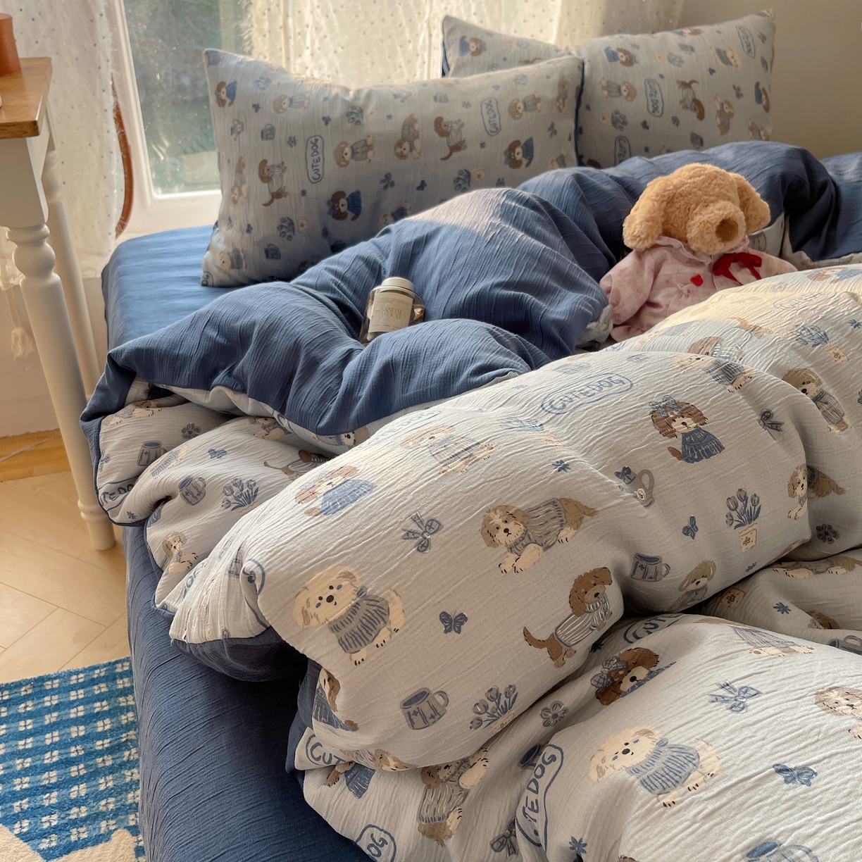 星禾优选 2025新款甄选三层纱印花四件套 复古修狗