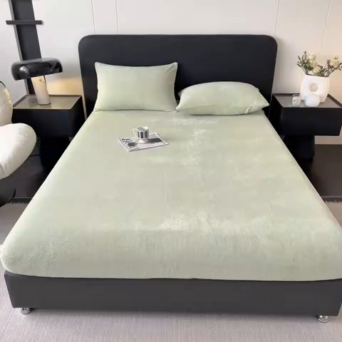 91家纺网 家纺一手货源 找家纺 N先生+V 13814689556 发大图/买家秀 2025新款A类高克重牛奶绒纯色床笠单品床笠床笠单件 牛油果绿