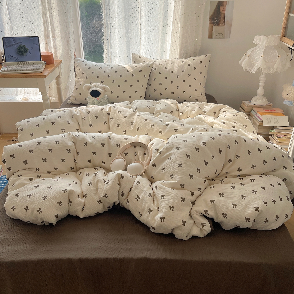 91家纺网 家纺一手货源 找家纺 星禾优选 2025新款甄选三层纱印花四件套 碱水结