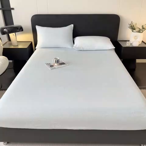 91家纺网 家纺一手货源 找家纺 N先生+V 13814689556 发大图/买家秀 2025新款A类高克重牛奶绒纯色床笠单品床笠床笠单件 浅蓝