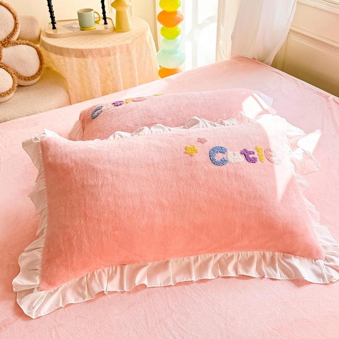 雨菲家纺 2025新款牛奶绒单品枕套枕套单件 牛奶绒美美兔粉